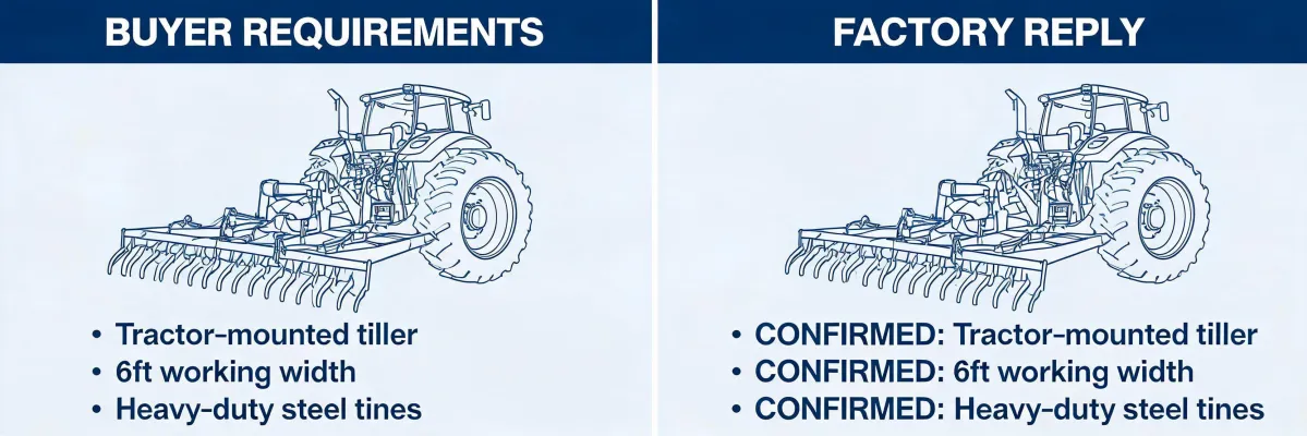 Illustrated tractor procurement communication flow